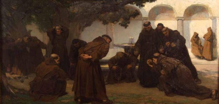 Monks playing bowls, Charles Hermans, 1867
