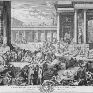 A celebratory engraving of the activities of the Académie des Sciences from 1698.